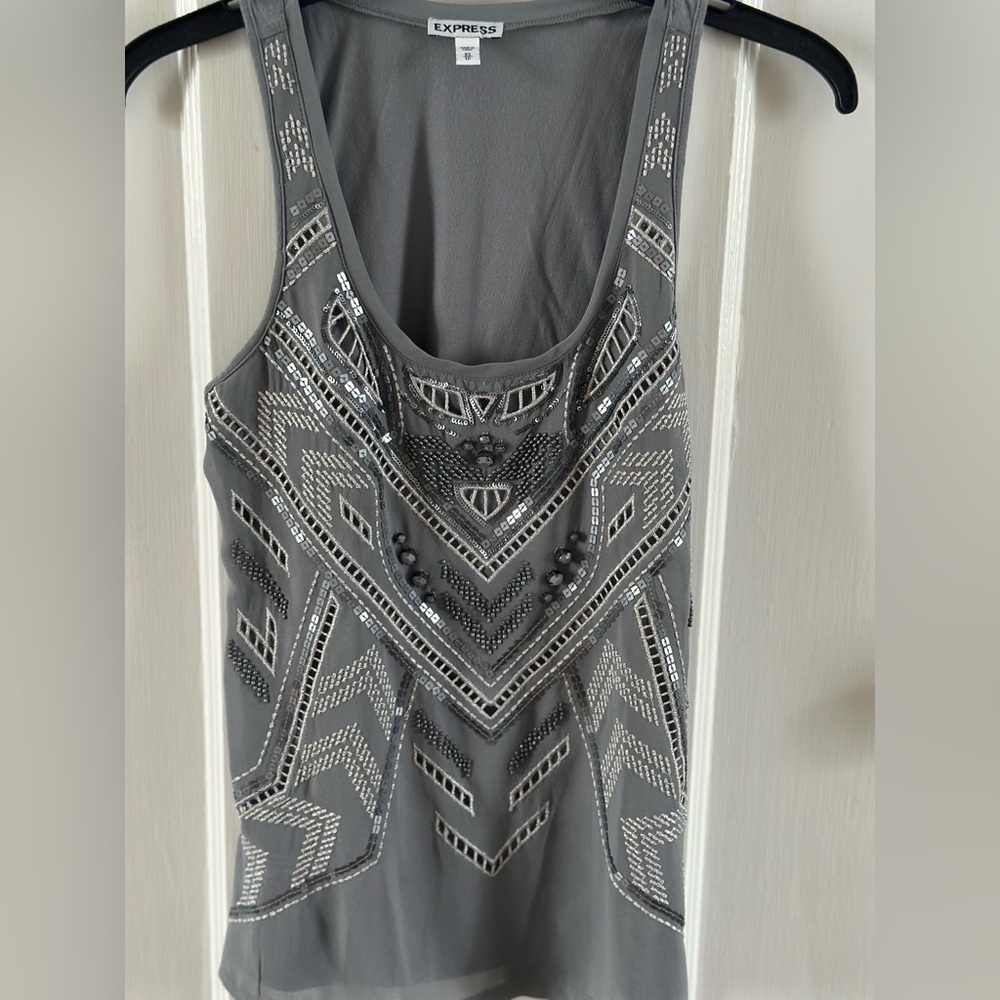 Express Charcoal Embellished Tank Top